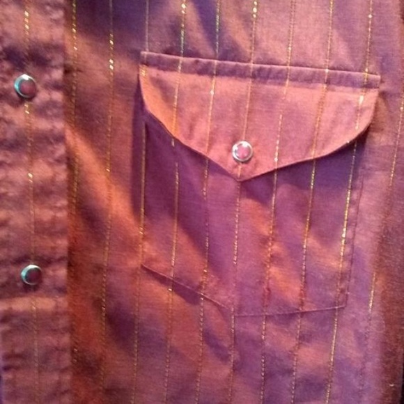 Vintage Pearl Snap Gold Metallic Thread Rockabilly - Picture 6 of 7